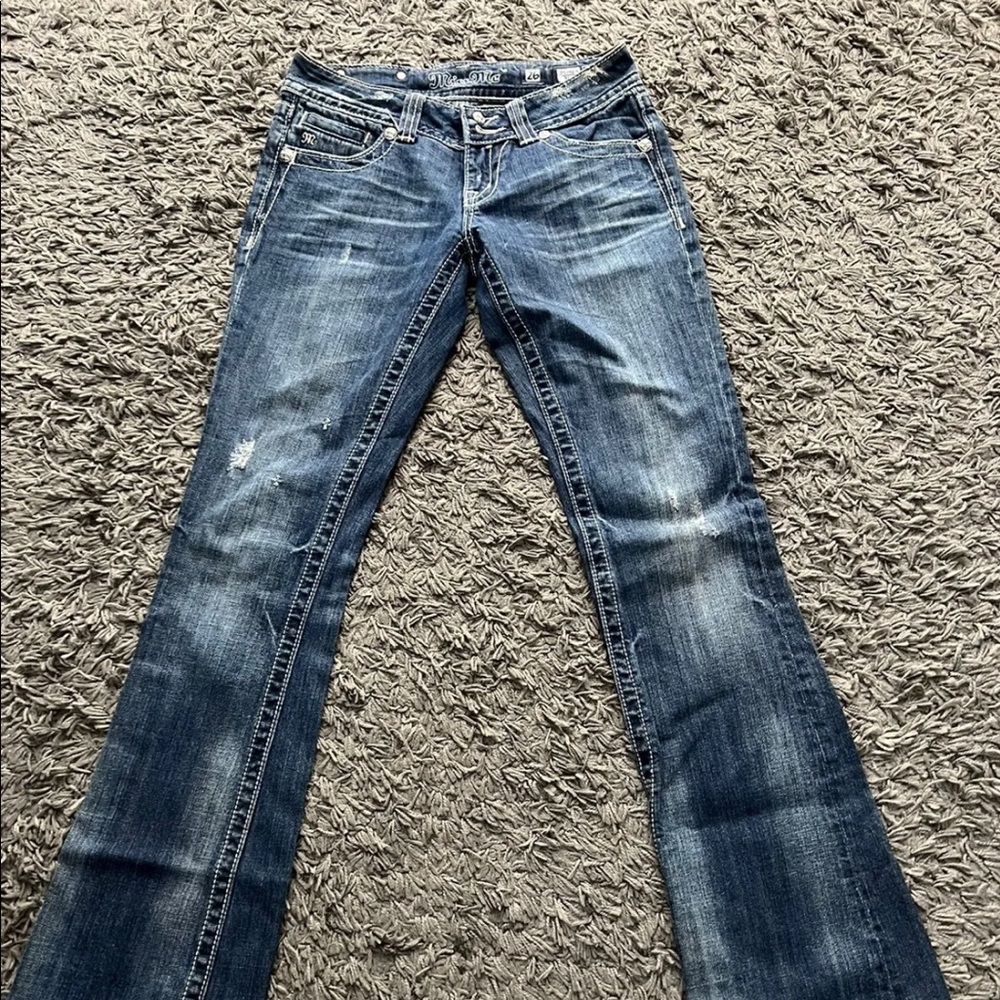 Miss me boot leg pants with cross on pocket size 26